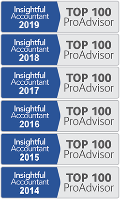 Intuitive Accountant named me one of the top 100 QuickBooks ProAdvisors in 2014. The process started with a call for nominations, of which 270 were received, then a scoring based on multiple factors such as current ProAdvisor status, number and quality of Intuit certifications (I have all of them including the difficult to obtain Advanced Certification which fewer than 11% of my peers have), years certified in Intuit products, and number and rating of client reviews, and finally an open vote in which over 2,000 of my peers voted. After all of this was completed, Intuitive Accountant staff compiled the scores and I was one of the 100 who earned this award including three others from Greater Seattle.